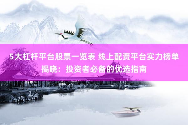 5大杠杆平台股票一览表 线上配资平台实力榜单揭晓：投资者必备的优选指南
